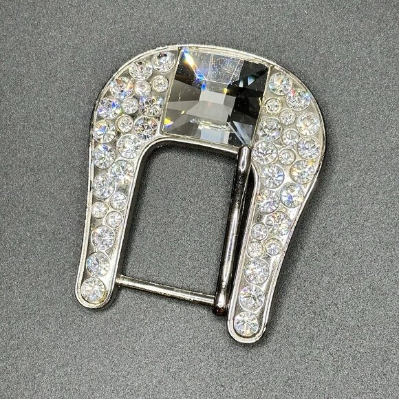 BB Simon Belt Buckle Silver Swarovski Crystals Bling Fits 1” Show Cowgirl - Picture 9 of 10